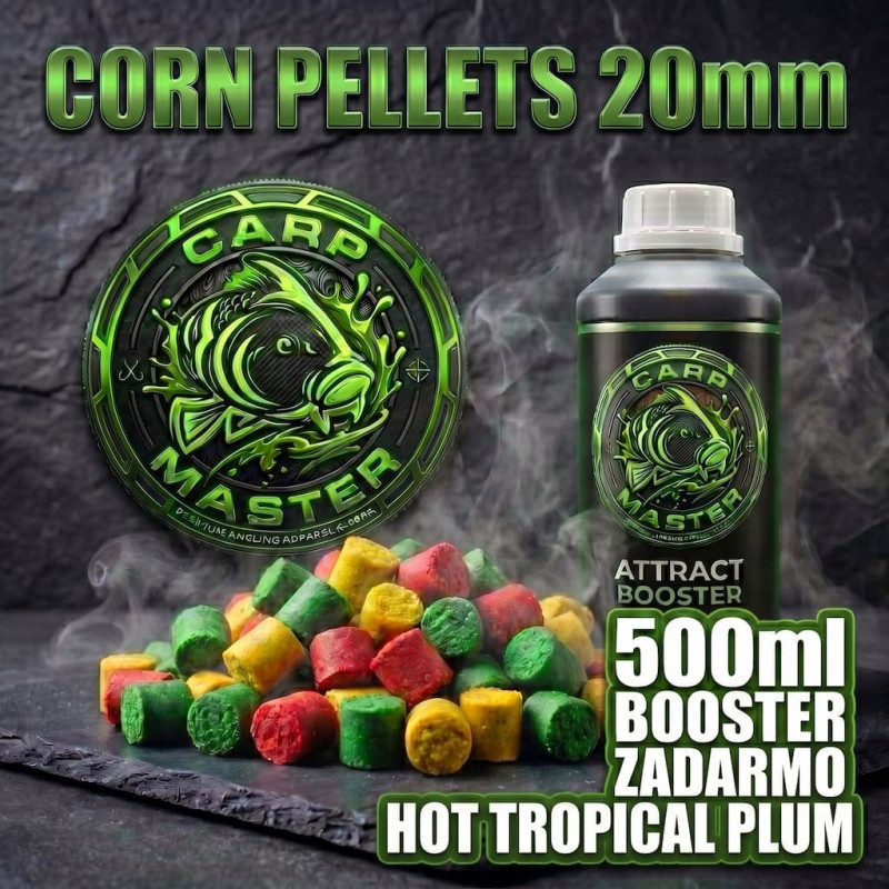 kukuricne-pelety-20mm-mix-500ml-booster-hot-tropical-plum-carpmaster